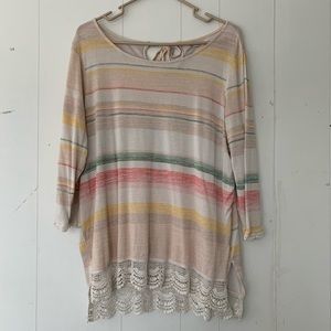 Lauren Conrad Striped Lace Hem Tunic